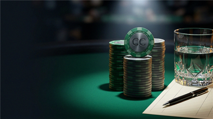 Giocatore al tavolo da gioco con carte e fiches